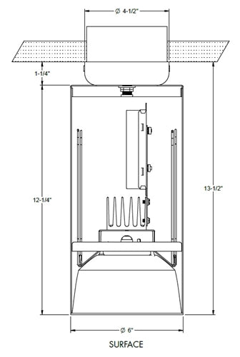 Prescolite LCC6LED-W-10L-35K-8-WFL45-WC-WH 6" Wall Mount LED Cylinder , 1000 Lumens, 80+ CRI, 0-10V Dimming, 45 Degree Cutoff, Painted White Cone Reflector, Matte White Finish