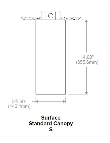 Prescolite LTC-4RD-S-06L35K8MD-DM1-SS-BA 4" Round Cylinder LED Downlight, Surface Mounting, Standard Canopy, 600 Luemsn, 3500K, 80 CRI, Medium Distribution, 0-10V Dimming to 1%, 120-277V, Semi-Specular Reflector, Brushed Aluminum