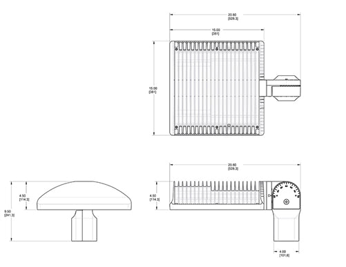 RAB ALED3T78SFNRG/PCS LED 78W Type III Area Lights, Slipfitter Mount, 4000K (Neutral), 5890 Lumens, 82 CRI, Standard Operation, Not DLC Listed, Gray Finish