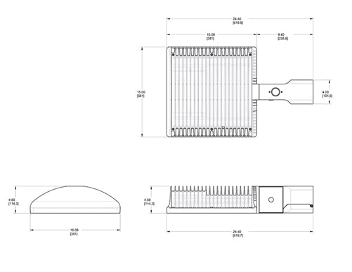 RAB ALED4T125NRG/480 125W LED Area Light, Type IV Distribution, Pole Mount, No Photocell, 4000K (Neutral), 10545 Lumens, 82 CRI, 480V, Standard Operation, Not DLC Listed, Gray Finish