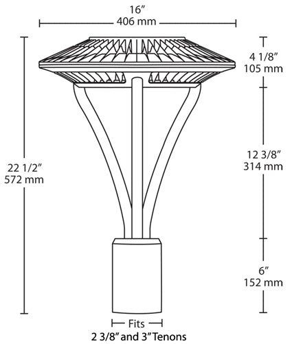 RAB ALED5T52/D10 52W LED Type V (Circular) Area Light, No Photocell, 5000K (Cool), 4877 Lumens, 64 CRI, 120-277V, Dimmable Operation, Bronze Finish