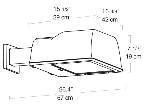 RAB ALS400XQT/PC2 400W High Pressure Sodium AL Wall Mount Area Light, 277V Photocell, 24000 Lamp Life, Type II Distribution, Bronze Finish