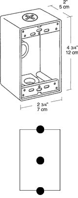 Rab B3B Single Gang Rectangular Boxes, 3 Hole , 1/2" Hole Size,Black Finish