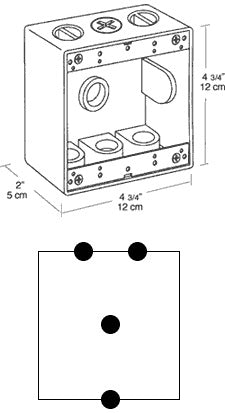 Rab BD4 Double Gang Rectangular Boxes, 4 Hole , 1/2" Hole Size,Silver Gray Finish