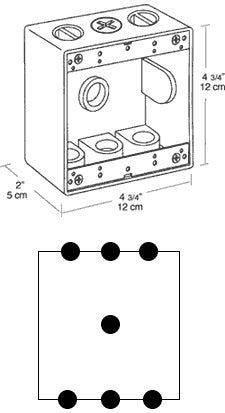 Rab BD7-3/4 Double Gang Rectangular Boxes, 7 Hole , 3/4" Hole Size,Silver Gray Finish