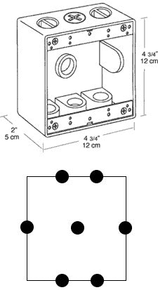 Rab BD7X-3/4 Double Gang Rectangular Boxes, 7 Hole , 3/4" Hole Size,Silver Gray Finish