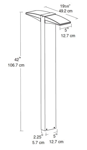 RAB BLED2X13Y 26W LED Rectangular Bollard, Two BLEDs, 3000K Color Temperature (Warm), 87 CRI, Bronze Finish