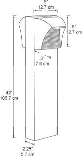 RAB BLED2X5-42W 5W LED Square Bollard, Two BLEDs, 5000K Color Temperature (Cool), 68 CRI, 42" Mounting Height, White Finish