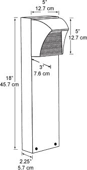 RAB BLED5-18YW 5W LED Square Bollard, One BLED, 3000K Color Temperature (Warm), 87 CRI, 18" Mounting Height, White Finish