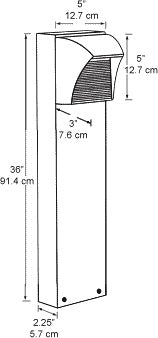 RAB BLED5-36Y 5W LED Square Bollard, One BLED, 3000K Color Temperature (Warm), 87 CRI, 36" Mounting Height, Bronze Finish