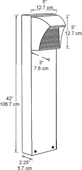 RAB BLED5-42 5W LED Square Bollard, One BLED, 5000K Color Temperature (Cool), 68 CRI, 42" Mounting Height, Bronze Finish