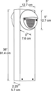 RAB BLEDR2X5-36 5W LED Round Bollard, Two BLEDs, 5000K Color Temperature (Cool), 68 CRI, 36" Mounting Height, Bronze Finish