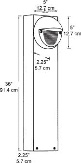 RAB BLEDR5-36 5W LED Round Bollard, 5000K Color Temperature (Cool), 68 CRI, 36" Mounting Height, Bronze Finish