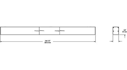 RAB BOA12S-60D10-40Y-S 60W LED 12 ft Surface Mount Linear Slot Light, No Photocell, 3000K (Warm), 4497 Lumens, 83 CRI, 120-277V, 40 Degree Reflector, Dimmable, Not DLC Listed, Silver Finish