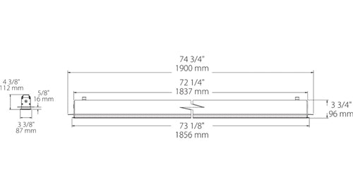 RAB BOA6-30D10 30W LED 6 ft Recessed Linear Slot Rough-In, No Photocell, 120-277V, 40 Degree Refletor, Dimmable, Aluminum Finish