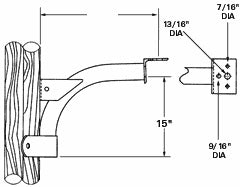 RAB BWC18 Floodlight Bracket for Steel and Wood Poles, Not DLC Listed, Galvanized Steel Finish