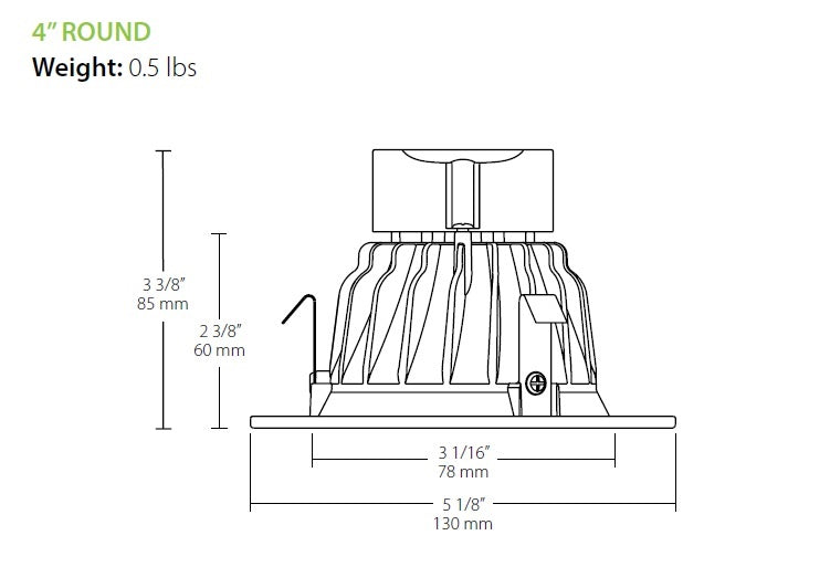 RAB DLED4R11Y 11W 4" LED Round Retrofit Downlight, Fixed Head, 3000K Color Temperature