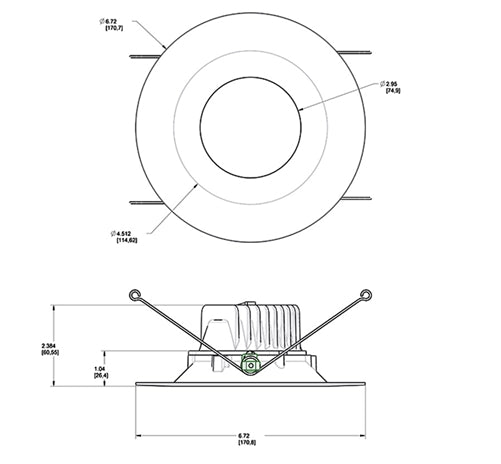 RAB DLED5R8YY 8W 5 inch LED Retrofit Downlight, 2700K, 523 Lumens, 84 CRI, Without Baffle, White Finish