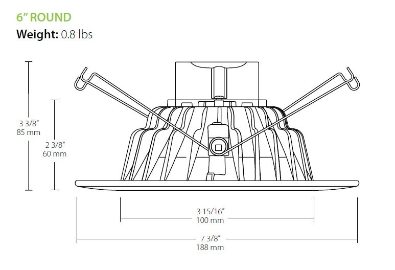 RAB DLED6R9YN 9W 6" LED Round Retrofit Downlight, Fixed Head, 3500K Color Temperature