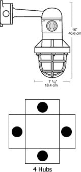 RAB EB124-3/4 300W Explosionproof Bracket with Die Cast Guard, 4 Hub Count, 3/4" H Hub Size, Silver Gray Finish