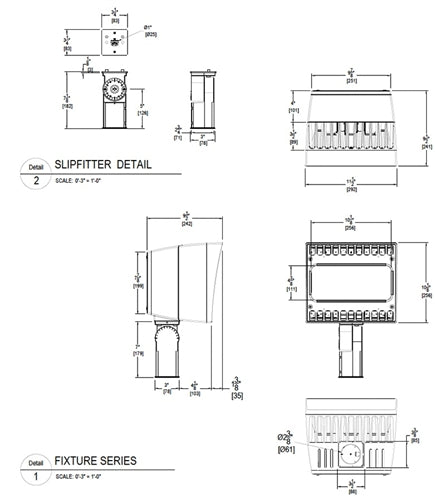 RAB EZLED78SFNW/PC2 78W Slipfitter Mount LED Spotlight, 4000K (Neutral), 4630 Lumens, 82 CRI, 277V Button Photocell, 3H x 3V Beam Distribution, White Finish