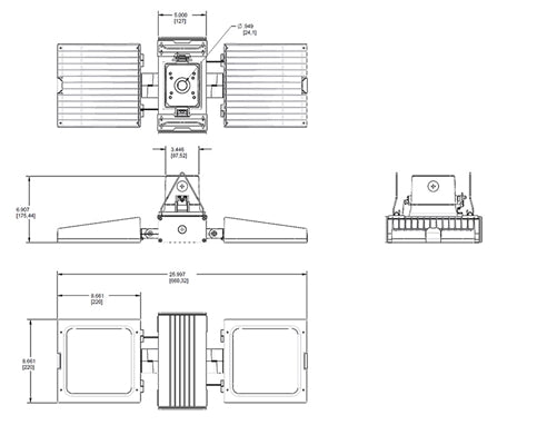 RAB FALCORA80NW/D10 80W Falcor Aisle 2 Heads Fixture LED High Bay, No Photocell, 4000K (Neutral), 6486 Lumens, 75 CRI, 120-277V, Dimmable Operation, Not DLC Listed, White Finish