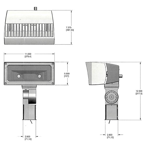RAB FFLED52SFYB44/PC2 52W Slipfitter Mount LED Floodlight, 277V Button Photocell, 3000K (Warm), 3975 Lumens, 82 CRI, 277V, 4H x 4V Beam Distribution, Standard Operation, Bronze Finish
