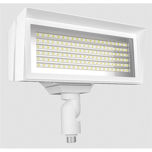 RAB FFLEDMYW/PCU 52W Knuckle Mount LED Floodlight, 4000K/5000K, Field Adjustable 80W/52W, 120-277V, Button Photocell, White