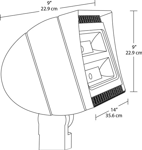 RAB FXLED78SFY 78W Slipfitter Mount LED Floodlight, 3000K (Warm), 6414 Lumens, 82 CRI, Standard Operation, Bronze Finish