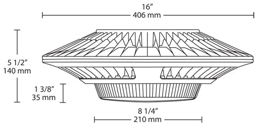 RAB GLED26Y/D10 26W LED Garage Light, 3000K Color Temperature (Warm), Ceiling Mount, Dimmable, Bronze Finish