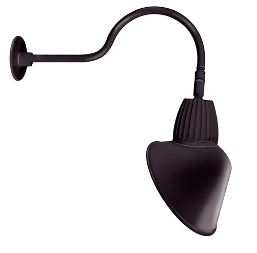 RAB GN1LED26NACA 26W LED Gooseneck Cone Shade with 24" Goose Arm, 4000K Color Temperature (Neutral), Flood Reflector, 15" Angled Cone Shade, Bronze Finish