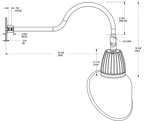 RAB GN1LED26NACA 26W LED Gooseneck Cone Shade with 24" Goose Arm, 4000K Color Temperature (Neutral), Flood Reflector, 15" Angled Cone Shade, Bronze Finish