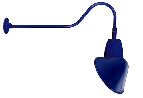 RAB GN2LED26YSACBL 26W LED Gooseneck Cone Shade with 35" Goose Arm, 3000K Color Temperature (Warm), Spot Reflector, 15" Angled Cone Shade, Royal Blue Finish