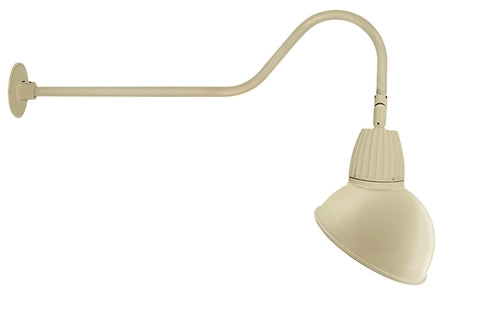 RAB GN2LED26YSADI 26W LED Gooseneck Dome Shade with 35" Goose Arm, 3000K (Warm), Spot Reflector, 15" Angled Dome Shade, Ivory Finish