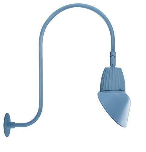 RAB GN3LED13YSAC11LB 13W LED Gooseneck Cone Shade with Upcurve 30" High, 25" from Wall Goose Arm, 3000K Color Temperature (Warm), Spot Reflector, 11" Angled Cone Shade, Light Blue Finish