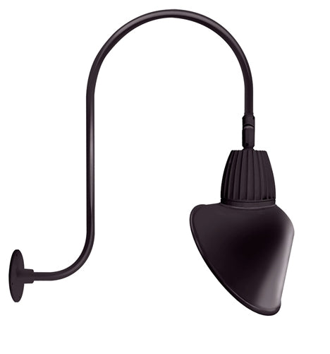RAB GN3LED26YRACA 26W LED Gooseneck Cone Shade with Upcurve 30" High, 25" from Wall Goose Arm, 3000K Color Temperature (Warm), Rectangular Reflector, 15" Angled Cone Shade, Bronze Finish