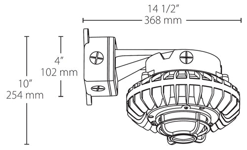 RAB HAZBLED42CF-DG 42W Wall Mount LED Hazardous Location Fixture, 5100K (Cool), 3816 Lumens, 69 CRI, Clear Lens, Die Cast Guard, Natural Finish