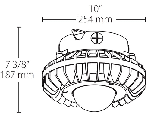 RAB HAZXLED26C 26W Ceiling Mount LED Hazardous Location Fixture, 5100K (Cool), 2878 Lumen, 70 CRI, Clear Globes, No Guard, DLC Listed, Natural Finish