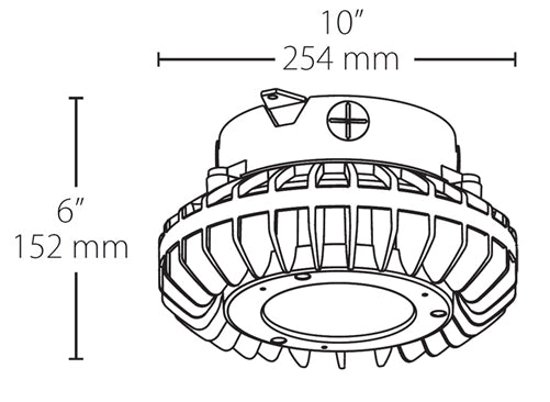 RAB HAZXLED26FF 26W Ceiling Mount LED Hazardous Location Fixture, 5100K (Cool), 2249 Lumen, 69 CRI, Frosted Lens, No Guard, DLC Listed, Natural Finish