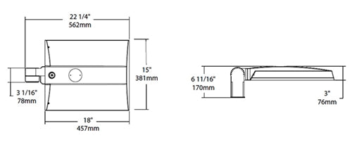 RAB IVAT2-100LSF740GH/7PR 94W LED Ivelot Area Light, 4000K (Neutral), 10207 Lumens, 73CRI, 120-277V, Dimmable, 7-Pin Receptacle, Gray Finish