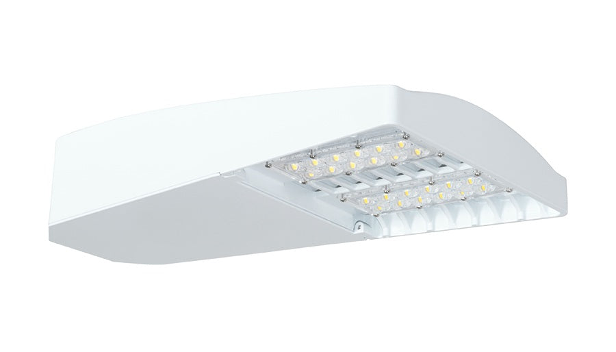 RAB LOT3T65YW/D10/WS2 65W LED LOTBLASTER Area Light, Multi-Level Motion Sensor, 3000K (Warm), 6719 Lumens, 120-277V, Type III Distribution, Dimmable, Standard, White Finish
