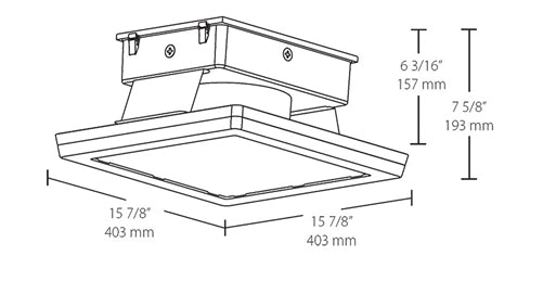 RAB MASI16-80W/480 80W 16" x 16" MASI Gas Station Flush Mount Canopy LED Fixture, 5000K (Cool), No Photocell, 12207 Lumens, 74 CRI, 480V, Standard Operation, Not DLC Listed, White Finish