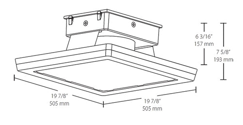 RAB MASI20-200YW/D10 200W 20" x 20" MASI Gas Station Flush Mount Canopy LED Fixture, 3000K (Warm), No Photocell, 27027 Lumens, 71 CRI, 120-277V, Dimmable Operation, DLC Listed, White Finish
