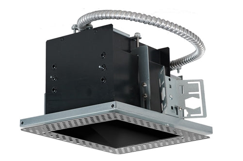 RAB MD1NTLB 1 Fixture Head Recessed New Construction Mounting Frame and Housing, 90 CRI, Trimless Style, Black Finish