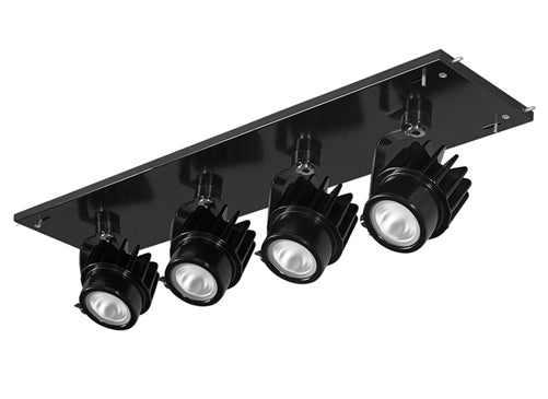 RAB MDLED4X12D10-20YY-B 48W LED 4 Fixture Multi-Head Gear Tray, 2700K, 3296 Lumens, 90 CRI, 20 Degree Reflector, 0-10V Dimmer, Black Tray/Black Head