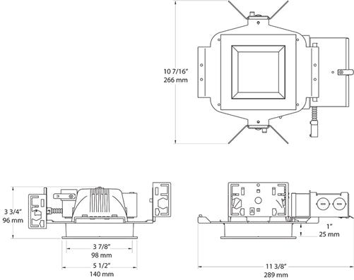 RAB NDLED4S-WYN-S-S 4" New Construction Square Trim Module, 3500K, 90 CRI, Wall Washer, Specular Silver Cone Silver Trim
