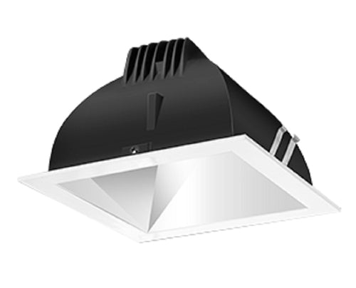 RAB NDLED4SD-80Y-M-W 4" New Construction Square Trim Module, Dimmable, 3000K (Warm), 90 CRI, 80 Degree Beam Spread, Matte Silver Cone White Trim