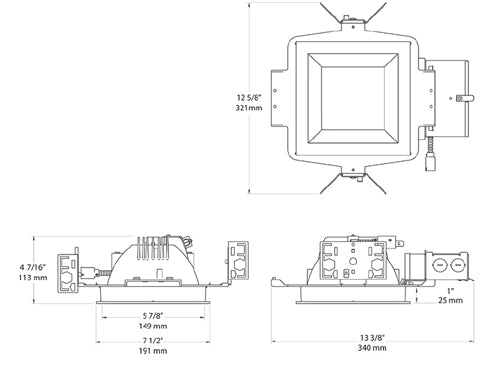 RAB NDLED6SD-50YYHC-W-W 6" New Construction Square Trim Module, 2700K, 90 CRI, 50 Degree Beam Spread, White Cone White Trim