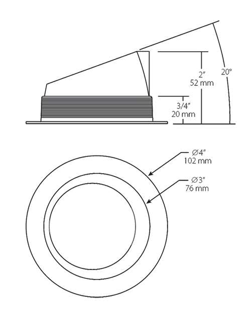 RAB NDTRIM3R40A-M 3" New Construction Round Trimmed Module, 40 Degree Adjustable, Matte Silver Finish