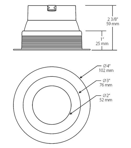 RAB NDTRIM3R50-M 3" New Construction Round Trimmed Module, 50 Degree Downlight, Matte Silver Finish